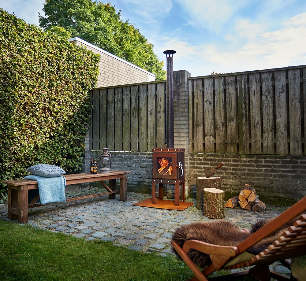 RB73 - Piquia - Weathered Premium Outdoor Chiminea and Wood Stove