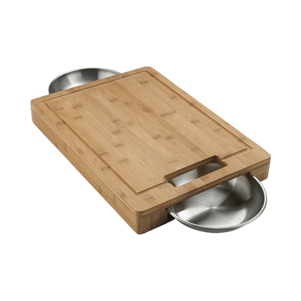 Napoleon Cutting Board with Stainless Steel Bowls