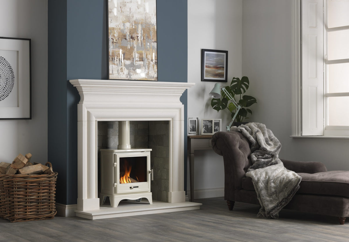Penman Avellino 57" Agean Limestone Fireplace Mantel
