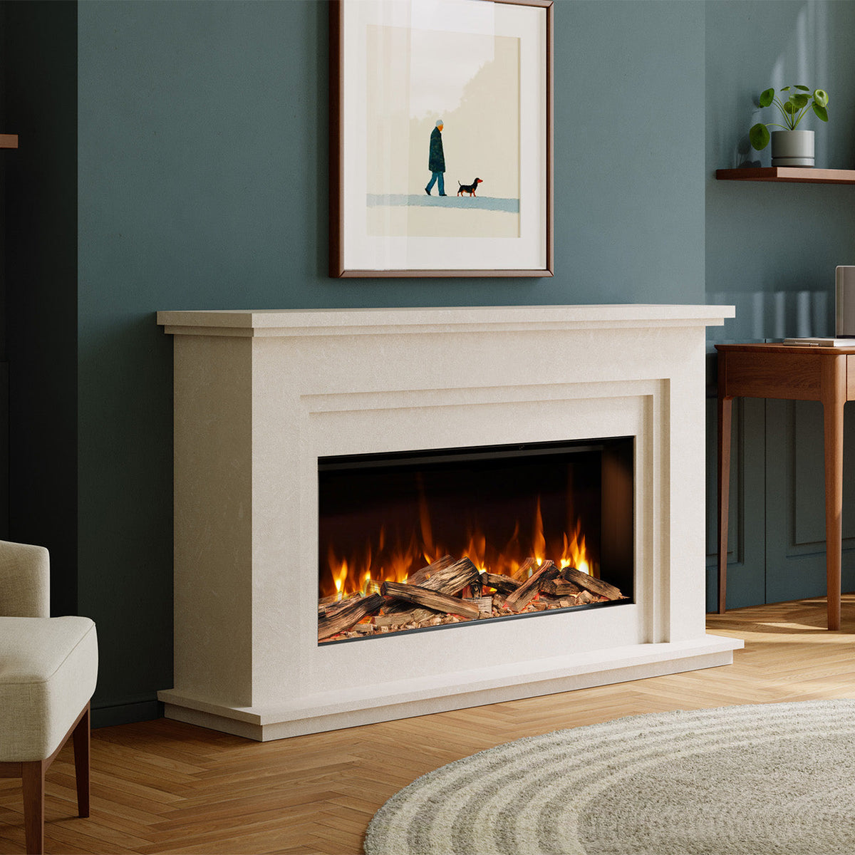 Evonic Bourton FS Marble Electric Fire Suite