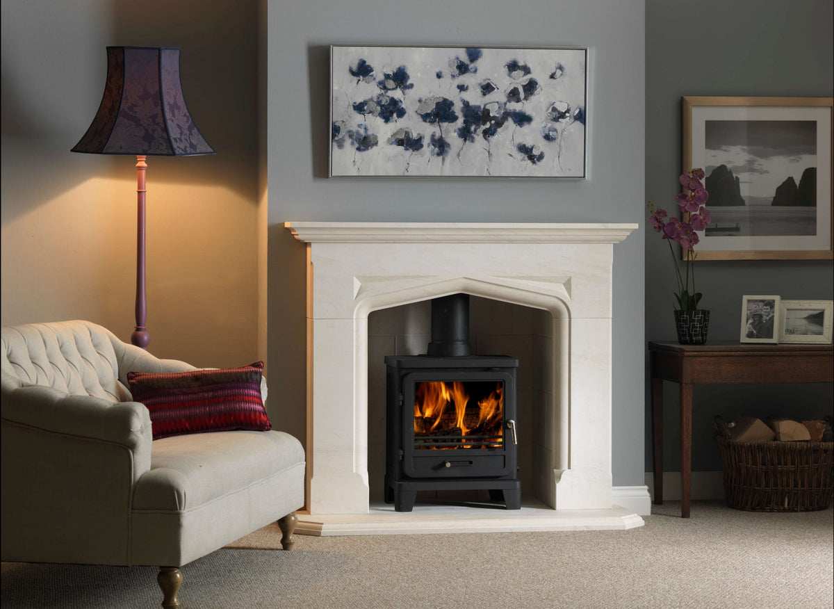 Penman Delamere 54" Portuguese Limestone Fireplace Suite