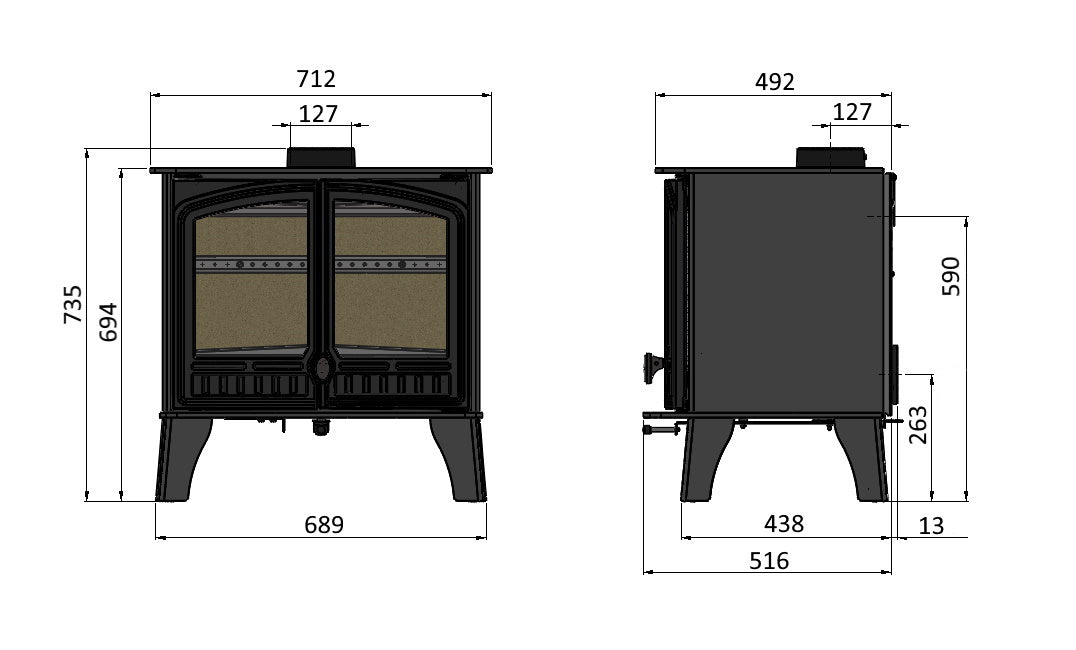 Hunter Herald 14 Eco Double Door Wood Burning Stove