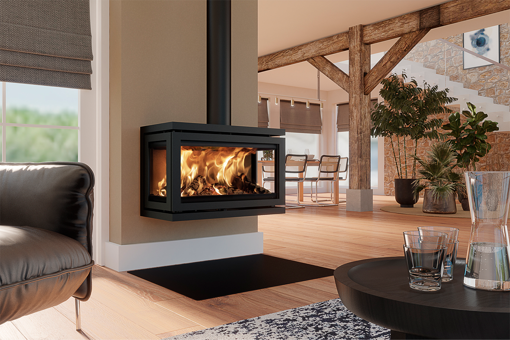 Dik Geurts Vidar Triple Large Wall Wood Burning Stove