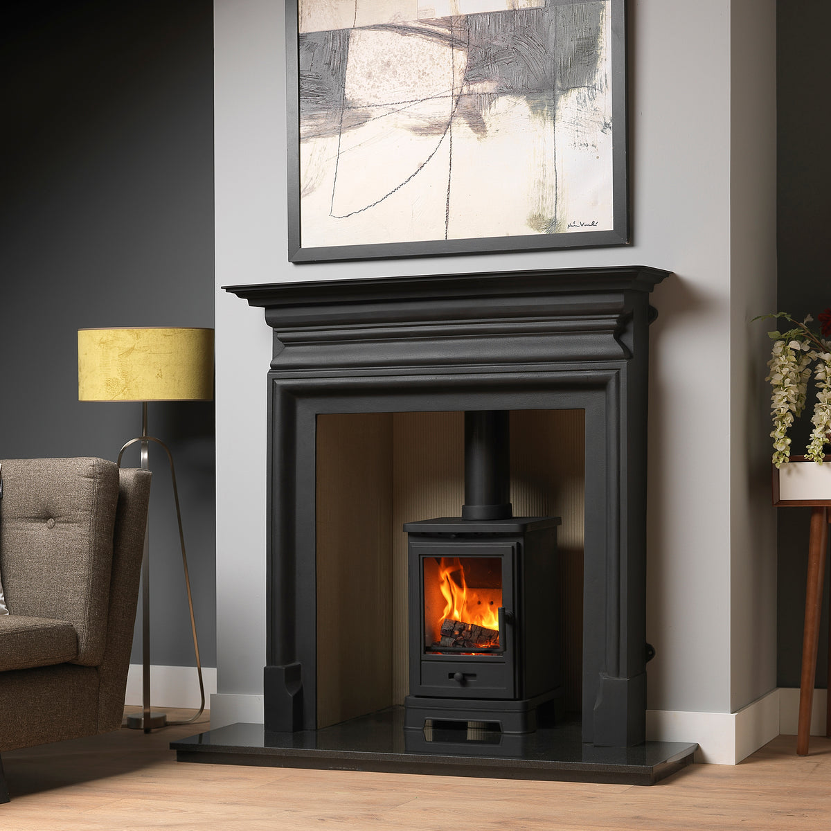 Penman Palmerston Black Cast Iron Fireplace Mantel