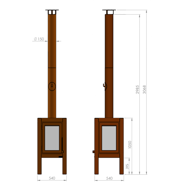 RB73 - Quaruba XXL - Weathered Premium Outdoor Chiminea and Wood Stove