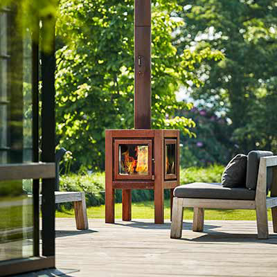 RB73 - Quaruba L - Weathered Premium Outdoor Chiminea and Wood Stove