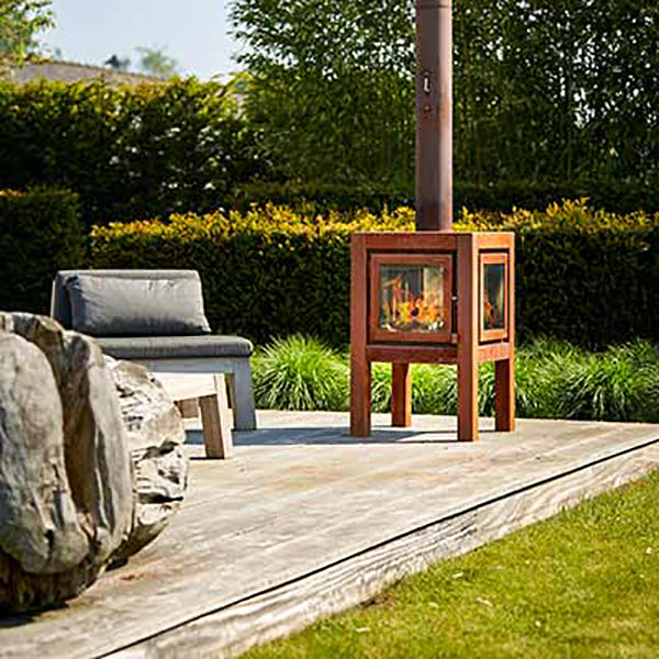 RB73 - Quaruba L - Weathered Premium Outdoor Chiminea and Wood Stove