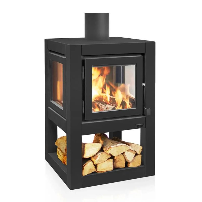 RB73 - Quaruba L - Stainless Steel Black Premium Outdoor Chiminea and Wood Stove
