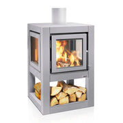 RB73 - Quaruba L - Stainless Steel Mat Premium Outdoor Chiminea and Wood Stove