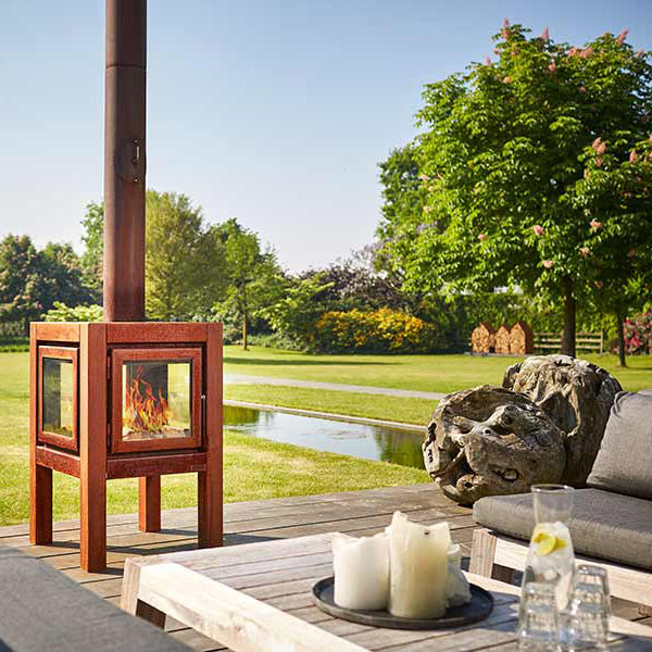 RB73 - Quaruba L - Weathered Premium Outdoor Chiminea and Wood Stove