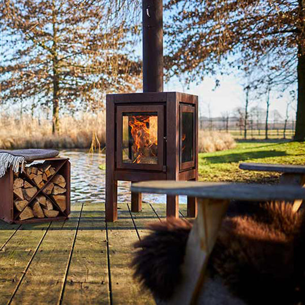 RB73 - Quaruba XL - Weathered Premium Outdoor Chiminea and Wood Stove