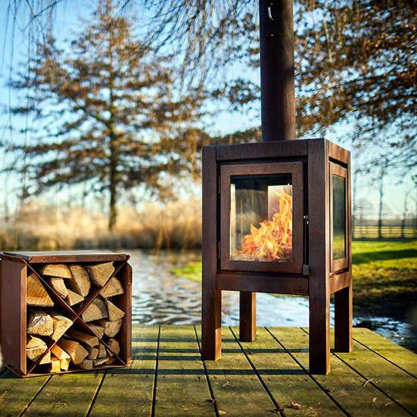 RB73 - Quaruba XL - Weathered Premium Outdoor Chiminea and Wood Stove