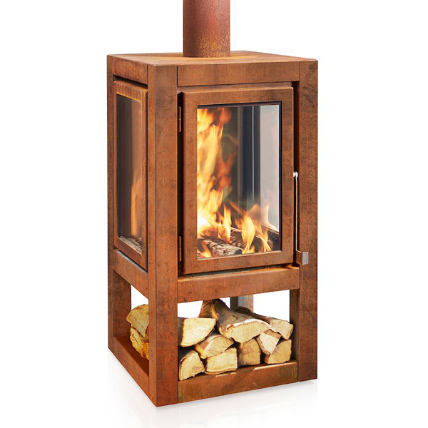 RB73 - Quaruba XXL Mobile - Weathered Premium Outdoor Chiminea and Wood Stove