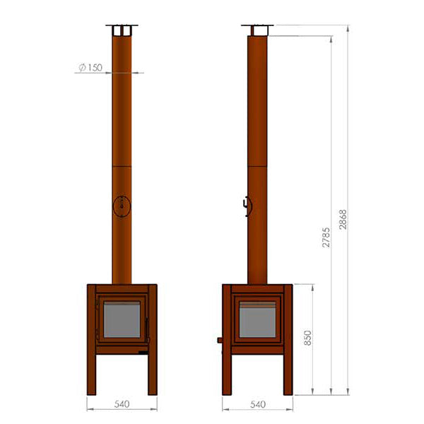 RB73 - Quaruba L - Weathered Premium Outdoor Chiminea and Wood Stove