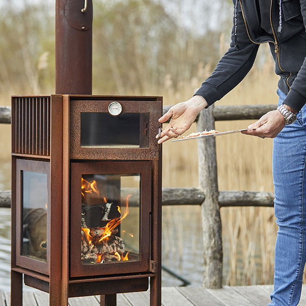 RB73 - Quercus - Weathered Premium Outdoor Chiminea and Wood Stove Pizza Oven