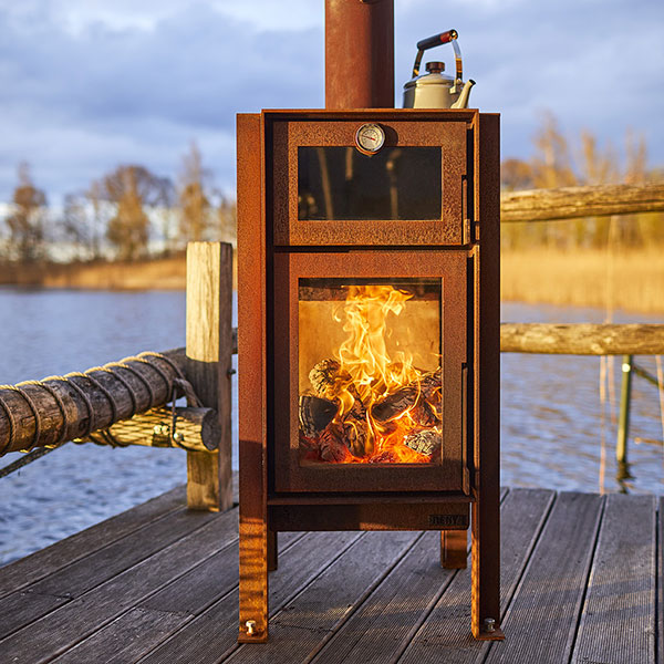 RB73 - Quercus - Weathered Premium Outdoor Chiminea and Wood Stove Pizza Oven