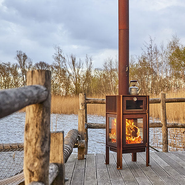 RB73 - Quercus - Weathered Premium Outdoor Chiminea and Wood Stove Pizza Oven