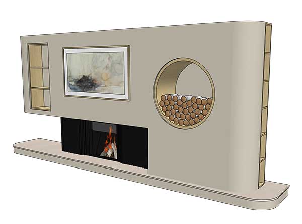 Stûv Micromega Wood Burning Inset Fire - Carnforth - 3D design
