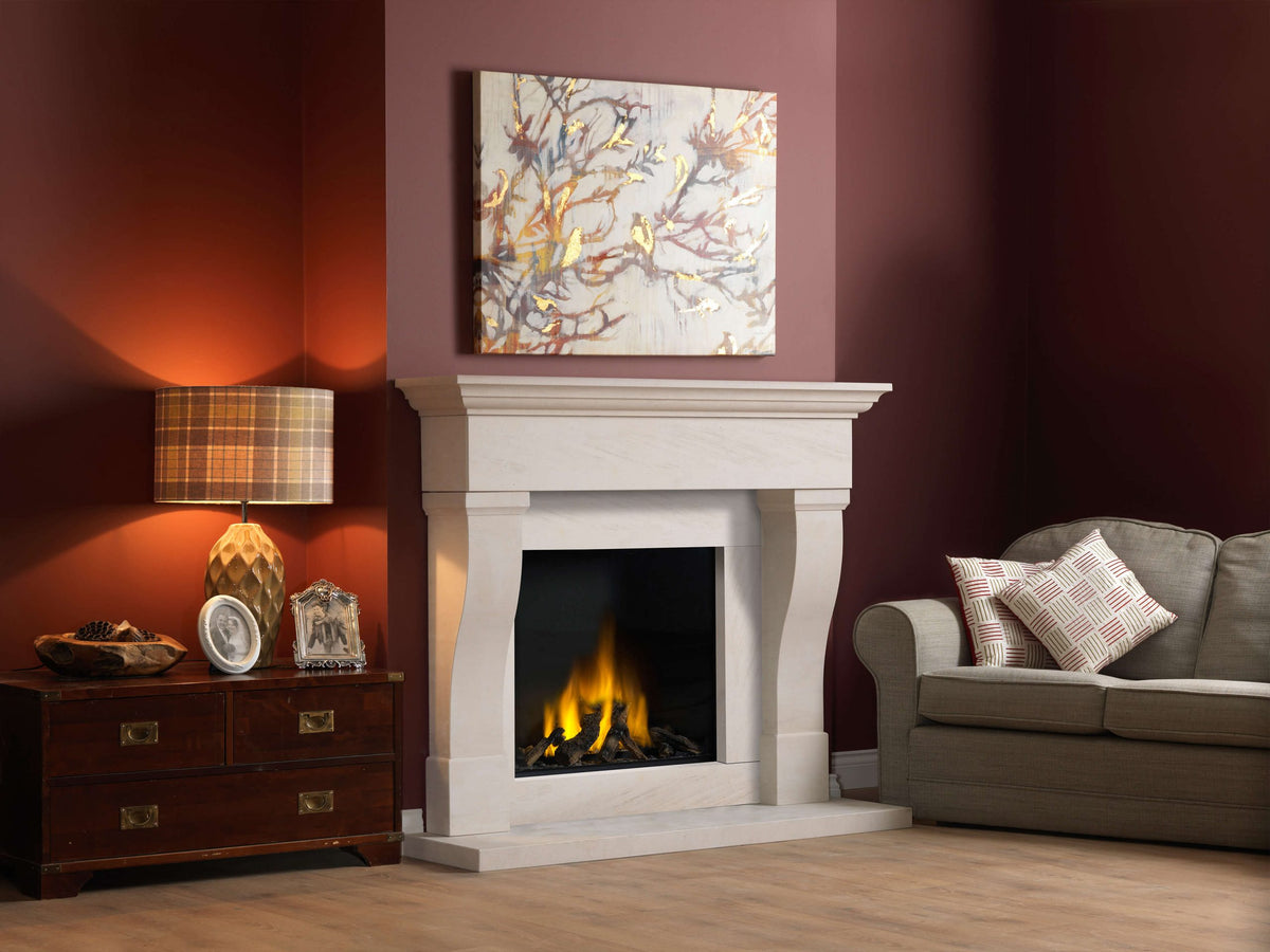 Penman Tavira 57" Iberian Limestone Fireplace Suite