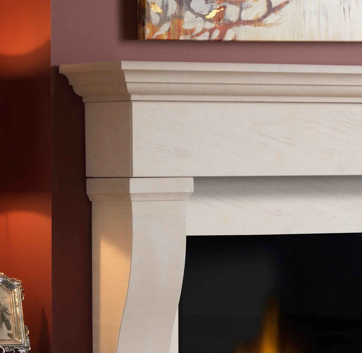 Penman Tavira 57" Iberian Limestone Fireplace Suite
