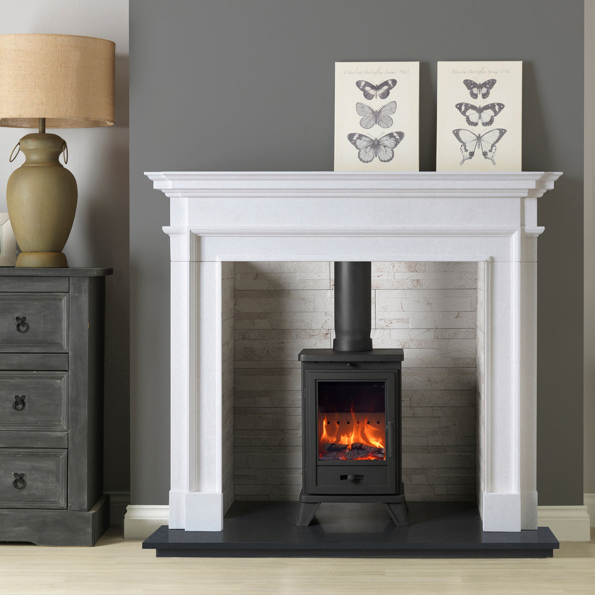 Penman Aversa 52" Agean Limestone Fireplace Mantel