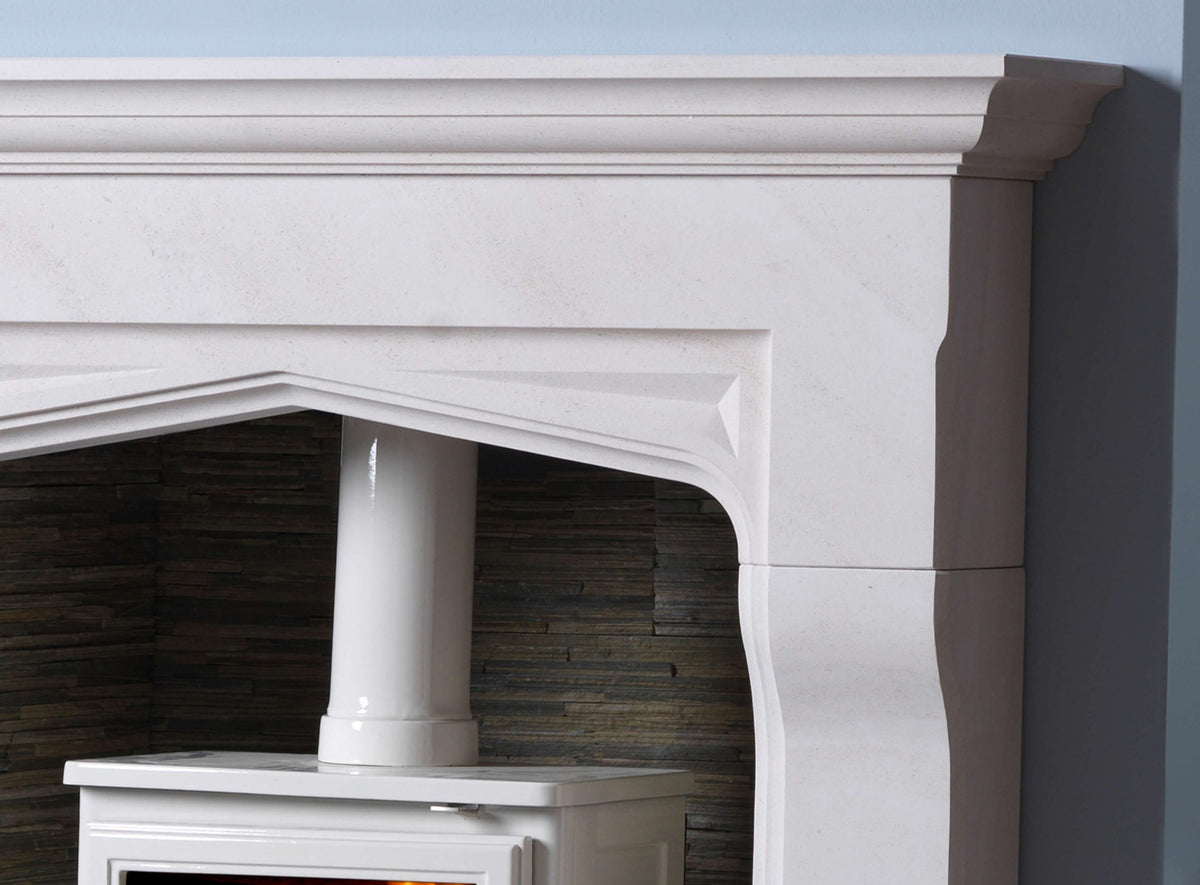 Penman Beaufort 57" Iberian Limestone Fireplace Suite