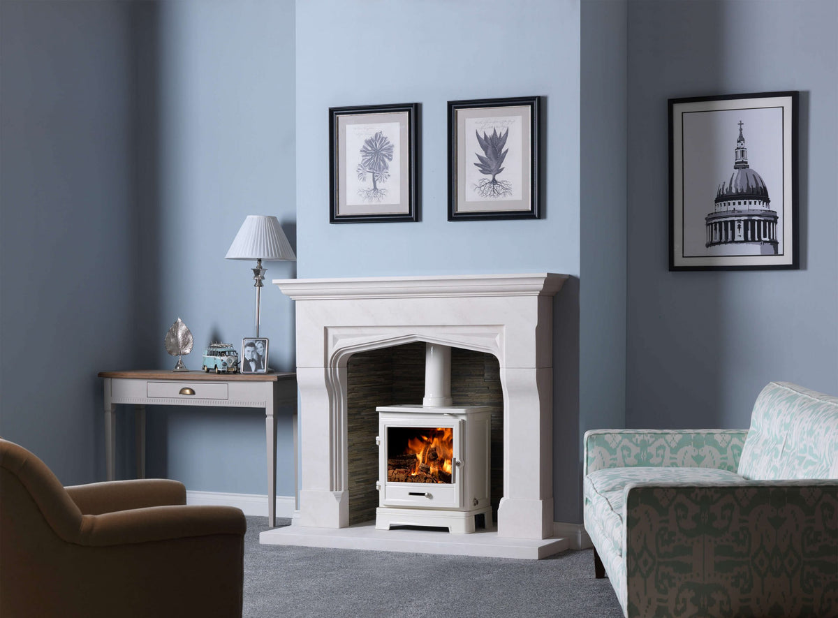 Penman Beaufort 57" Iberian Limestone Fireplace Suite
