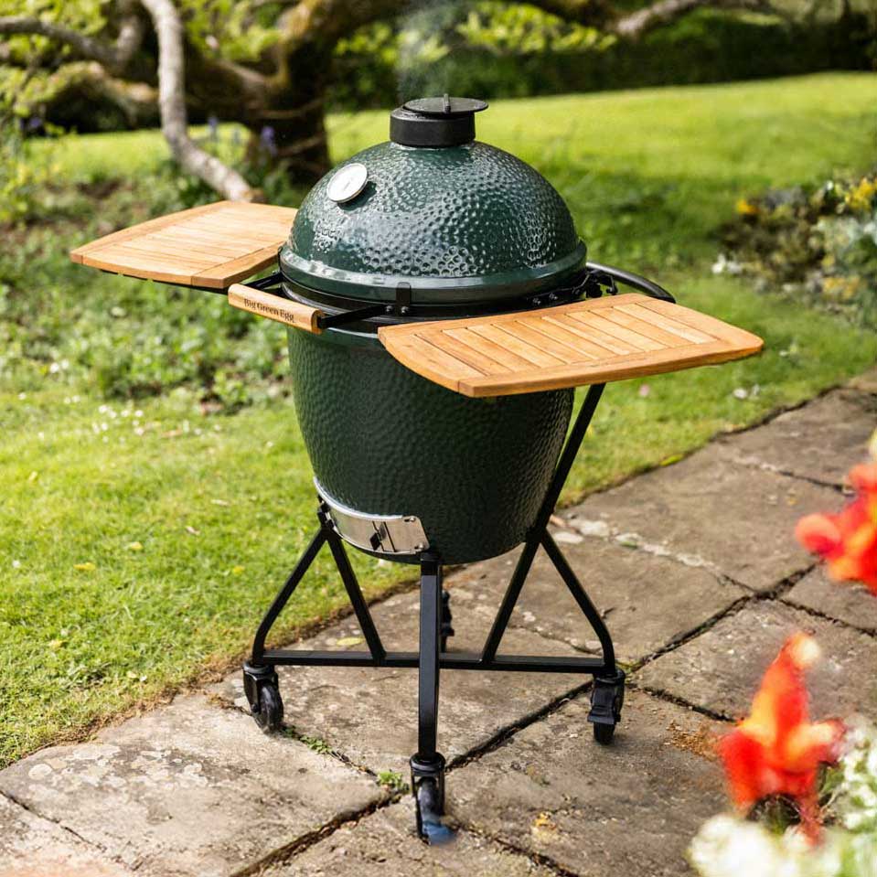 Big Green Egg Base - IntEGGrated Nest with Acacia Shelves